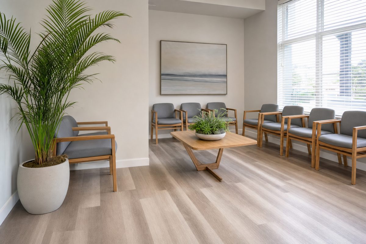 Medical waiting room disinfected by Collegiate Clean using Vital Oxide